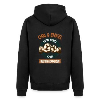Opa und Enkelin die besten Komplizen Team - Unisex Premium Bio Zip Hoodie - Schwarz - Hinten - Nico (187cm)