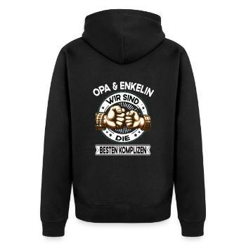 Opa und Enkelin die besten Komplizen Team - Unisex Premium Bio Zip Hoodie - Schwarz - Hinten - Nico (187cm)