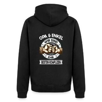 Opa und Enkelin die besten Komplizen Team - Unisex Premium Bio Zip Hoodie - Schwarz - Hinten - Nico (187cm)