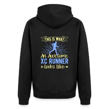 Lustiges XC Running Geschenk XC Runner Edition - Unisex Premium Bio Zip Hoodie - Schwarz - Hinten - Nico (187cm)