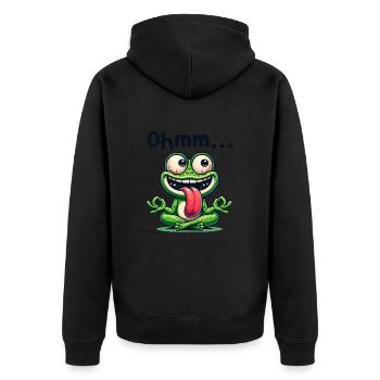 Ohmmm lustiges Yoga Meditation Sport - Unisex Premium Bio Zip Hoodie - Schwarz - Hinten - Nico (187cm)
