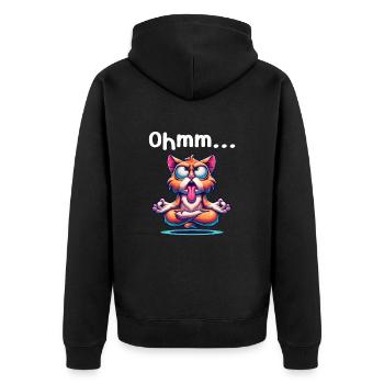 Ohmmm lustiges Yoga Meditation Sport - Unisex Premium Bio Zip Hoodie - Schwarz - Hinten - Nico (187cm)