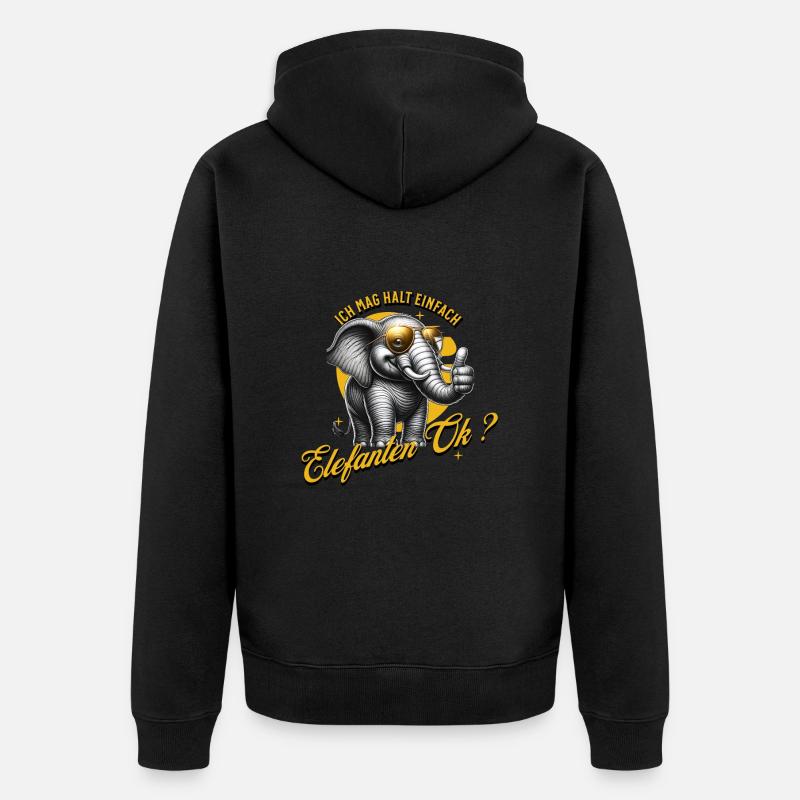 J’aime juste les éléphants - Veste à capuche bio Premium Unisexe - noir