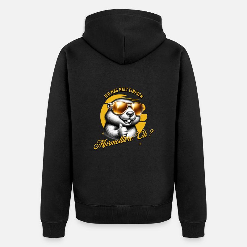 J’aime juste les marmottes - Veste à capuche bio Premium Unisexe - noir