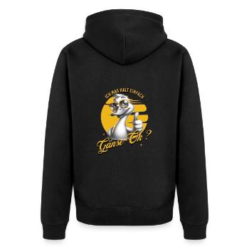 Ich mag halt einfach Gänse - Unisex Premium Bio Zip Hoodie - Schwarz - Hinten - Nico (187cm)