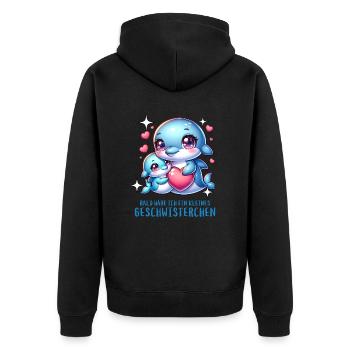 J’ai un frère ou une sœur - Veste à capuche bio Premium Unisexe - noir - Dos - Nico (187cm)