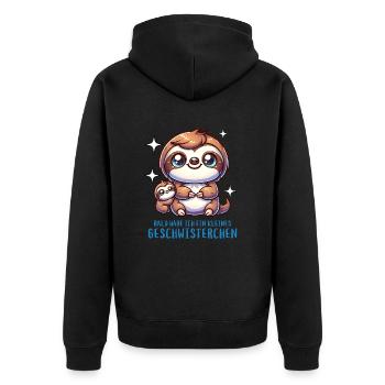 J’ai un frère ou une sœur - Veste à capuche bio Premium Unisexe - noir - Dos - Nico (187cm)