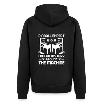Pinball Expert My Way Around The Machine Pinballs - Unisex Premium Bio Zip Hoodie - Schwarz - Hinten - Nico (187cm)