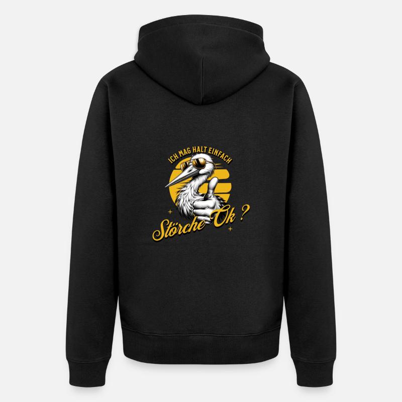 I just like storks - Unisex Premium Organic Zip Hoodie - black