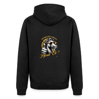 Ich mag halt einfach Pferde - Unisex Premium Bio Zip Hoodie - Schwarz - Hinten - Nico (187cm)