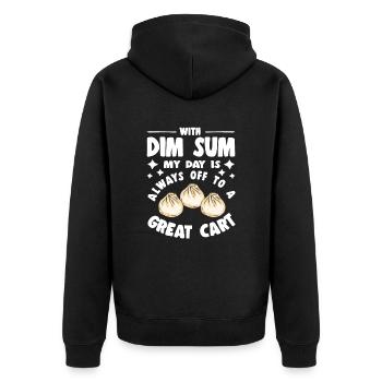 Delicious Asian Food Bao Bun Funny Dim Sum - Unisex Premium Organic Zip Hoodie - black - Back - Nico (187cm)