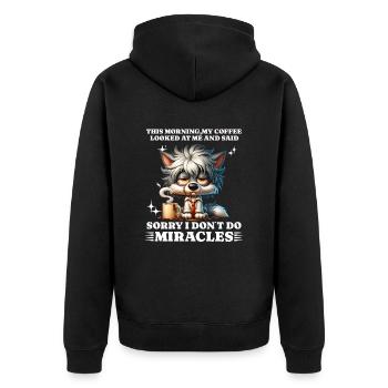 morning grouch coffee funny saying dog - Unisex Premium Organic Zip Hoodie - black - Back - Nico (187cm)