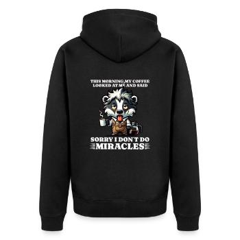Morning grouch coffee funny saying racoon - Unisex Premium Organic Zip Hoodie - black - Back - Nico (187cm)