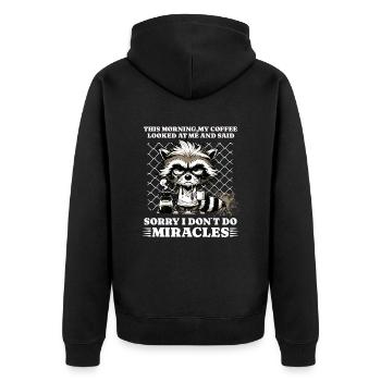 Morning grouch coffee funny saying racoon - Unisex Premium Organic Zip Hoodie - black - Back - Nico (187cm)