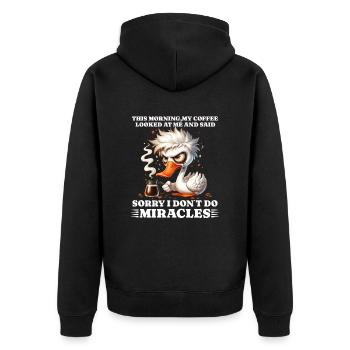 morning grouch coffee funny saying duck - Unisex Premium Organic Zip Hoodie - black - Back - Nico (187cm)