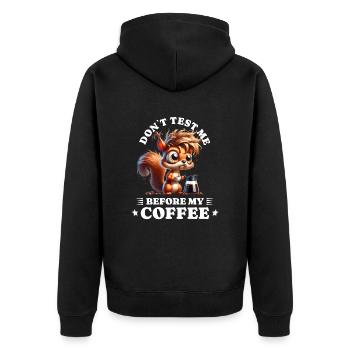 morning grouch coffee anti early riser squirrel - Unisex Premium Organic Zip Hoodie - black - Back - Nico (187cm)