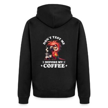 Morning grouch coffee anti early riser parrot - Unisex Premium Organic Zip Hoodie - black - Back - Nico (187cm)