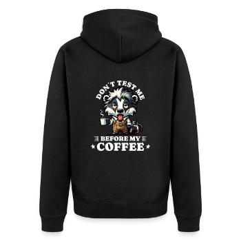 morning grouch coffee anti early riser racoon - Unisex Premium Organic Zip Hoodie - black - Back - Nico (187cm)