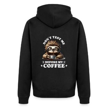 Morning grouch coffee anti early riser sloth - Unisex Premium Organic Zip Hoodie - black - Back - Nico (187cm)