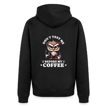 Morning grouch coffee anti early riser owl - Unisex Premium Organic Zip Hoodie - black - Back - Nico (187cm)