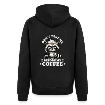 morning grouch coffee anti early riser racoon - Unisex Premium Organic Zip Hoodie - black - Back - Nico (187cm)