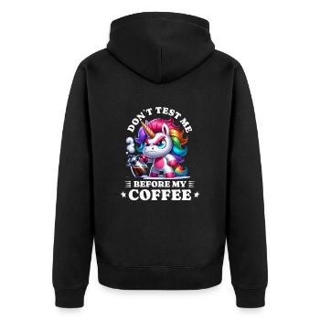 Morning grouch coffee anti early riser unicorn - Unisex Premium Organic Zip Hoodie - black - Back - Nico (187cm)