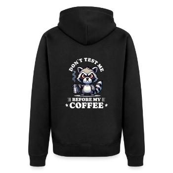 morning grouch coffee anti early riser racoon - Unisex Premium Organic Zip Hoodie - black - Back - Nico (187cm)