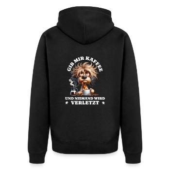Morning grouch Give me coffee funny dogs - Unisex Premium Organic Zip Hoodie - black - Back - Nico (187cm)