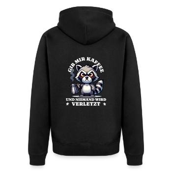 Morning grouch Give me coffee funny raccoon - Unisex Premium Organic Zip Hoodie - black - Back - Nico (187cm)