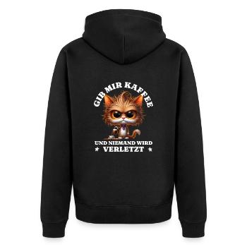 Morning grouch Give me coffee funny cats - Unisex Premium Organic Zip Hoodie - black - Back - Nico (187cm)