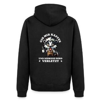 Morning grouch Give me coffee funny raccoon - Unisex Premium Organic Zip Hoodie - black - Back - Nico (187cm)