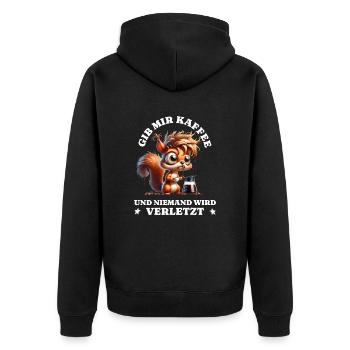 Morning grouch Give me coffee funny squirrel - Unisex Premium Organic Zip Hoodie - black - Back - Nico (187cm)