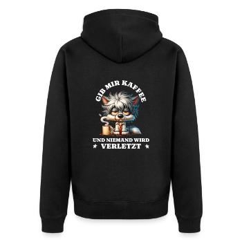 Morning grouch Give me coffee funny dog - Unisex Premium Organic Zip Hoodie - black - Back - Nico (187cm)