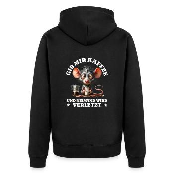 Morning grouch Give me coffee funny rat - Unisex Premium Organic Zip Hoodie - black - Back - Nico (187cm)