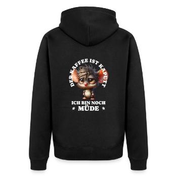 Morgenmuffel Kaffee ist kaputt lustiges Maus - Unisex Premium Bio Zip Hoodie - Schwarz - Hinten - Nico (187cm)
