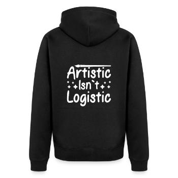 Funny Art Painter Artistic Isn´t Logistic Drawing - Unisex Premium Bio Zip Hoodie - Schwarz - Hinten - Nico (187cm)
