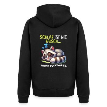 Bin Müde Faul Lustige Schlafanzug Morgenmuffel - Unisex Premium Bio Zip Hoodie - Schwarz - Hinten - Nico (187cm)