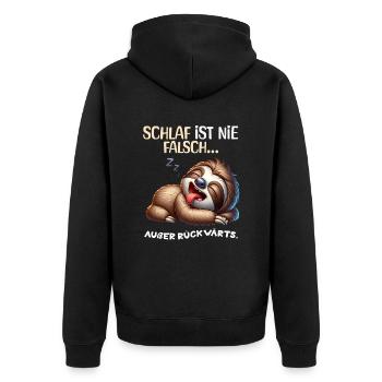 Bin Müde Faul Lustige Schlafanzug Morgenmuffel - Unisex Premium Bio Zip Hoodie - Schwarz - Hinten - Nico (187cm)