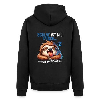 Bin Müde Faul Lustige Schlafanzug Morgenmuffel - Unisex Premium Bio Zip Hoodie - Schwarz - Hinten - Nico (187cm)