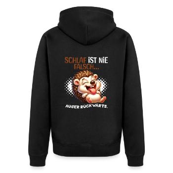 Bin Müde Faul Lustige Schlafanzug Morgenmuffel - Unisex Premium Bio Zip Hoodie - Schwarz - Hinten - Nico (187cm)