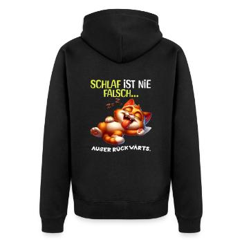 Bin Müde Faul Lustige Schlafanzug Morgenmuffel - Unisex Premium Bio Zip Hoodie - Schwarz - Hinten - Nico (187cm)