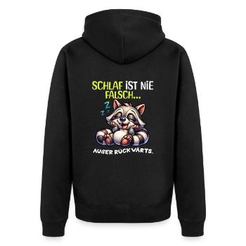 Bin Müde Faul Lustige Schlafanzug Morgenmuffel - Unisex Premium Bio Zip Hoodie - Schwarz - Hinten - Nico (187cm)