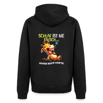 Bin Müde Faul Lustige Schlafanzug Morgenmuffel - Unisex Premium Bio Zip Hoodie - Schwarz - Hinten - Nico (187cm)