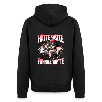 Lustiges Radfahrer - Hätte Hätte Fahrradkette - Unisex Premium Bio Zip Hoodie - Schwarz - Hinten - Nico (187cm)