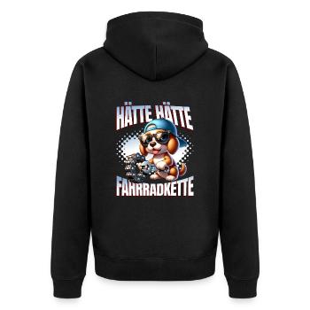 Lustiges Radfahrer - Hätte Hätte Fahrradkette - Unisex Premium Bio Zip Hoodie - Schwarz - Hinten - Nico (187cm)