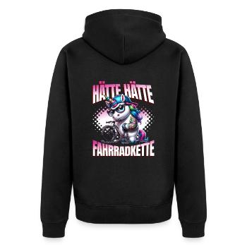 Lustiges Radfahrer - Hätte Hätte Fahrradkette - Unisex Premium Bio Zip Hoodie - Schwarz - Hinten - Nico (187cm)