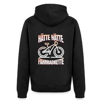 Lustiges Radfahrer - Hätte Hätte Fahrradkette - Unisex Premium Bio Zip Hoodie - Schwarz - Hinten - Nico (187cm)
