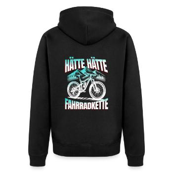 Lustiges Radfahrer - Hätte Hätte Fahrradkette - Unisex Premium Bio Zip Hoodie - Schwarz - Hinten - Nico (187cm)