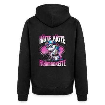 Lustiges Radfahrer - Hätte Hätte Fahrradkette - Unisex Premium Bio Zip Hoodie - Schwarz - Hinten - Nico (187cm)