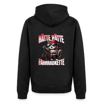 Lustiges Radfahrer - Hätte Hätte Fahrradkette - Unisex Premium Bio Zip Hoodie - Schwarz - Hinten - Nico (187cm)